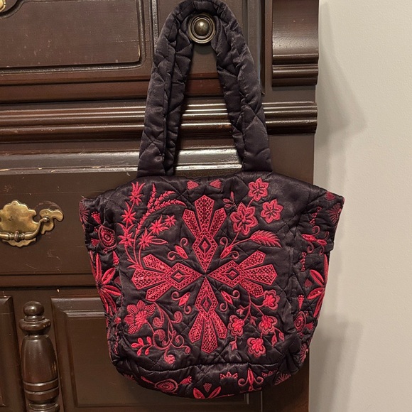 Johnny Was Black Tote with Red Embroidery - Picture 1 of 6